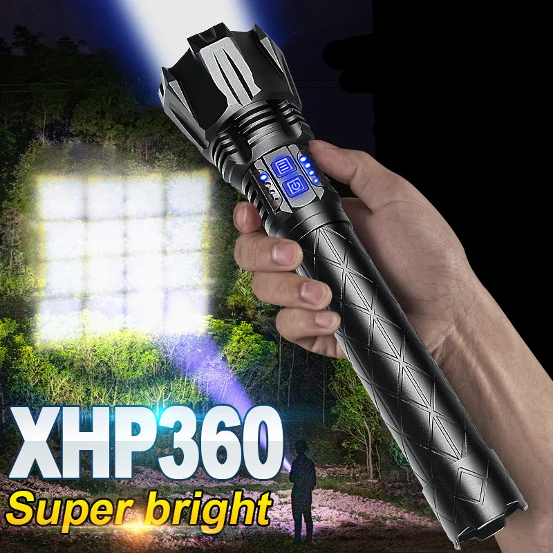 2022 NEW XHP360 High Power LED Flashlights Camping Torch Rechargeable Tactical Waterproof Fishing 5000000 Lumen 18650 Flashlight