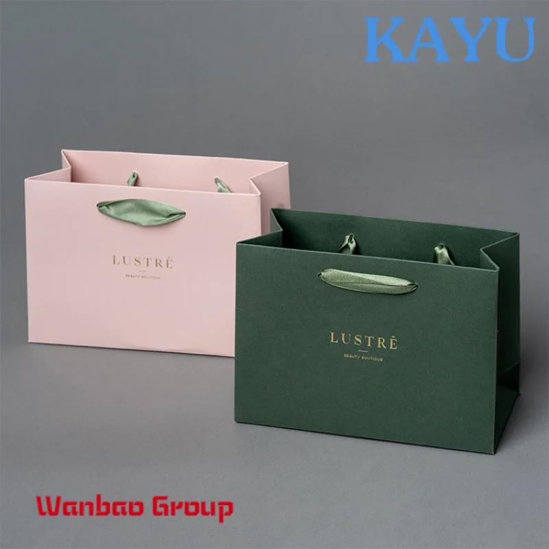 Luxury Ribbon Handle Boutique Shopping Packaging Customized Printed Euro Tote Paper Gift Bags With Logo