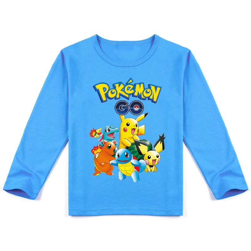 Пикачу Покемон мультяшный принт для мальчиков и девочек милая весна-осень-зима