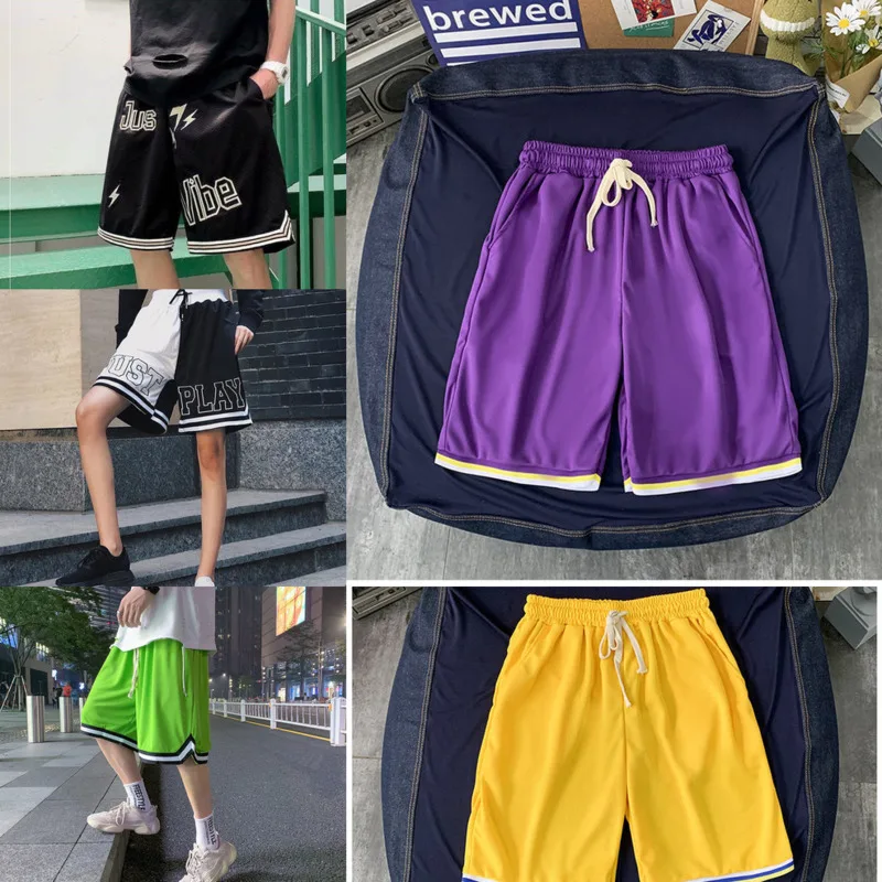 

Basketball Shorts Training Women Men's Gym Shorts Striped Black And White Hip Pop Vibe Mesh Breathable Quick Drying Sportswear