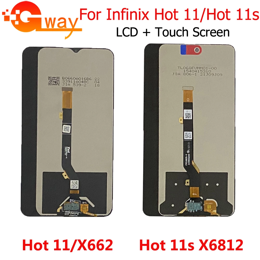 Для Infinix Hot 11s X6812 экран ЖК-дисплея в сборе Полный стеклянный дигитайзер LCD Запчасти для Infinix Hot 11 X662 X662B lcd