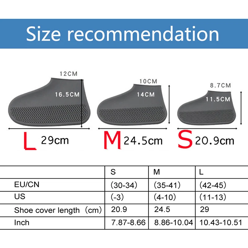 1 Pair Waterproof Non-slip Silicone Shoe High Elastic Wear-resistant Unisex Rain Boots for Outdoor Rainy Day Reusable Shoe Cover images - 6