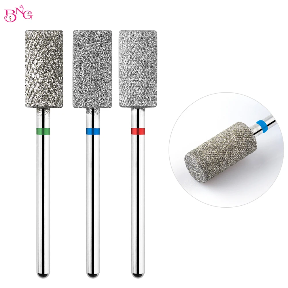 

BNG Diamond Nail Drill Bits Cross Teeth Barrel Milling Cutter Rotary Cuticle Clean Burr Manicure Bit Drill Machine Accessories