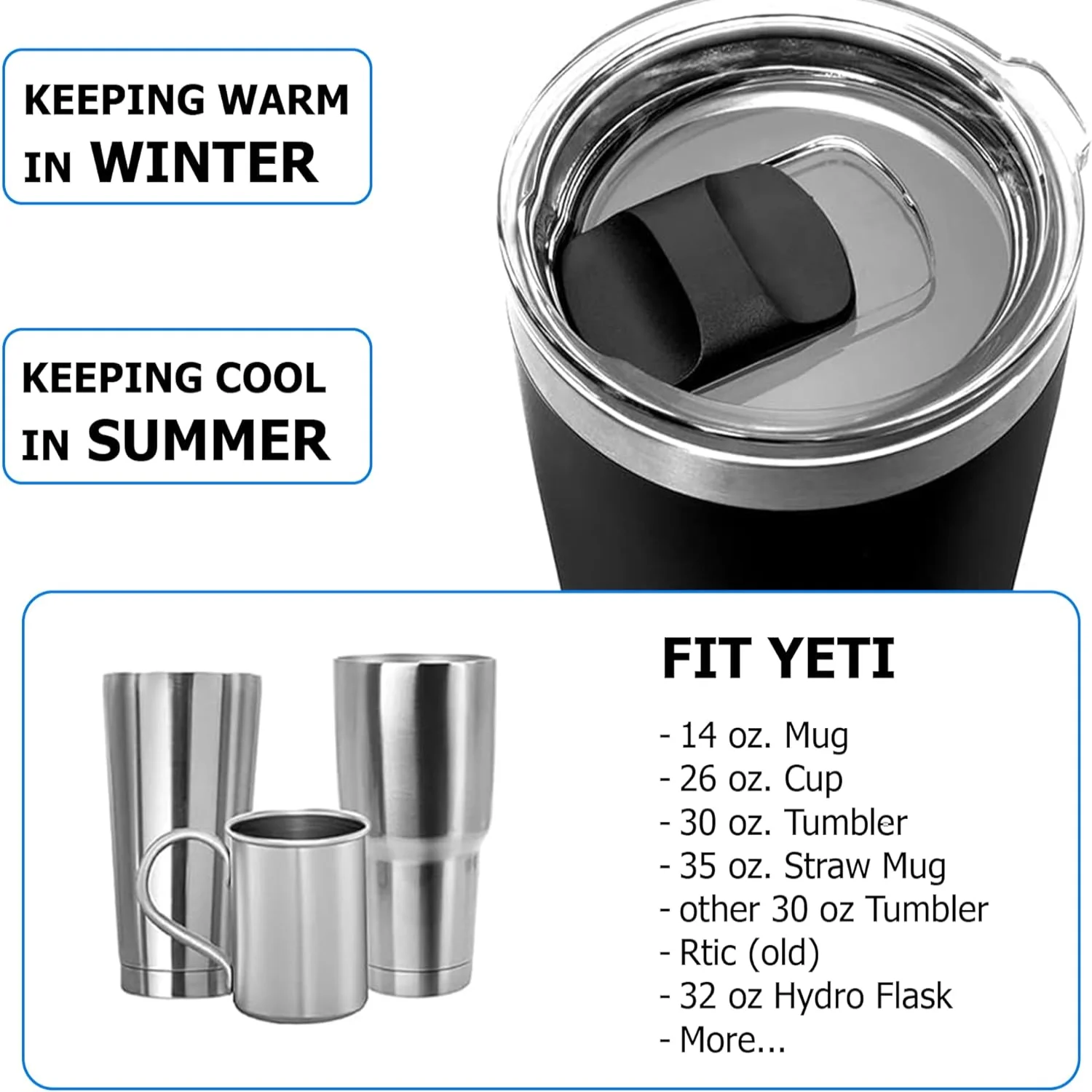 2 Pack 30 oz Tumbler Lid Bonus Slider Switch Spill Proof Cover Compatible for 35 Straw Mug and