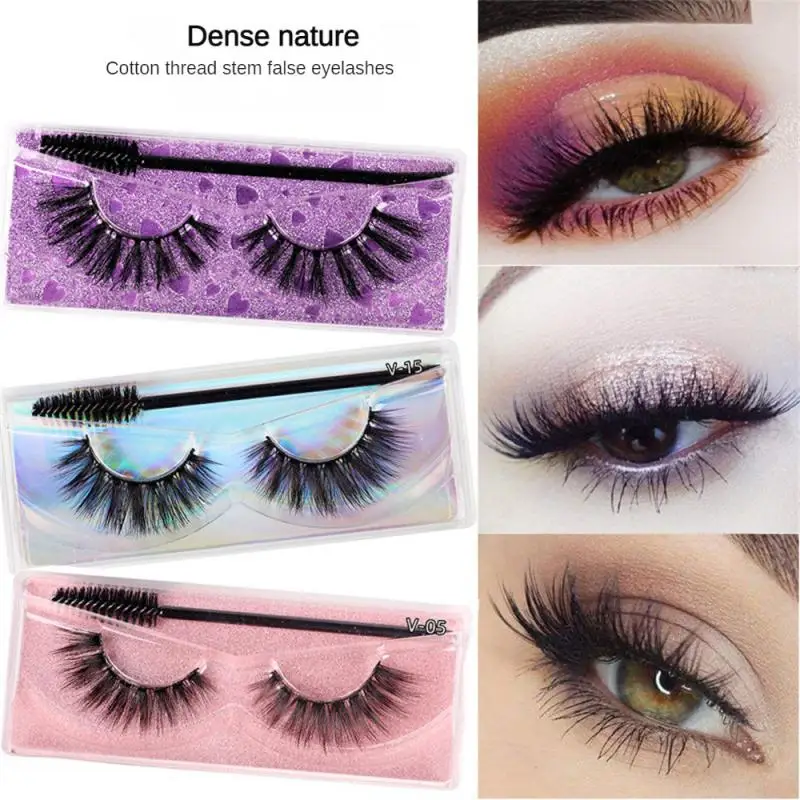 

1Pair 3D False Eyelashes Lashes Makeup Natural Long False Eyelashes Makeup Fluffy Volume Fake Lashes Dramatic Thick Eyelashes