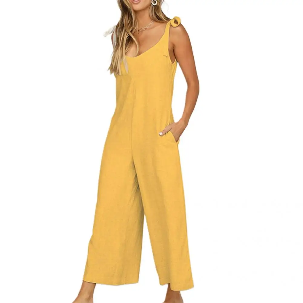 

Fashionable Suspenders Jumpsuit V Neck Comfortable High Waist Suspenders Jumpsuit Quick Drying Women Jumpsuit for Work