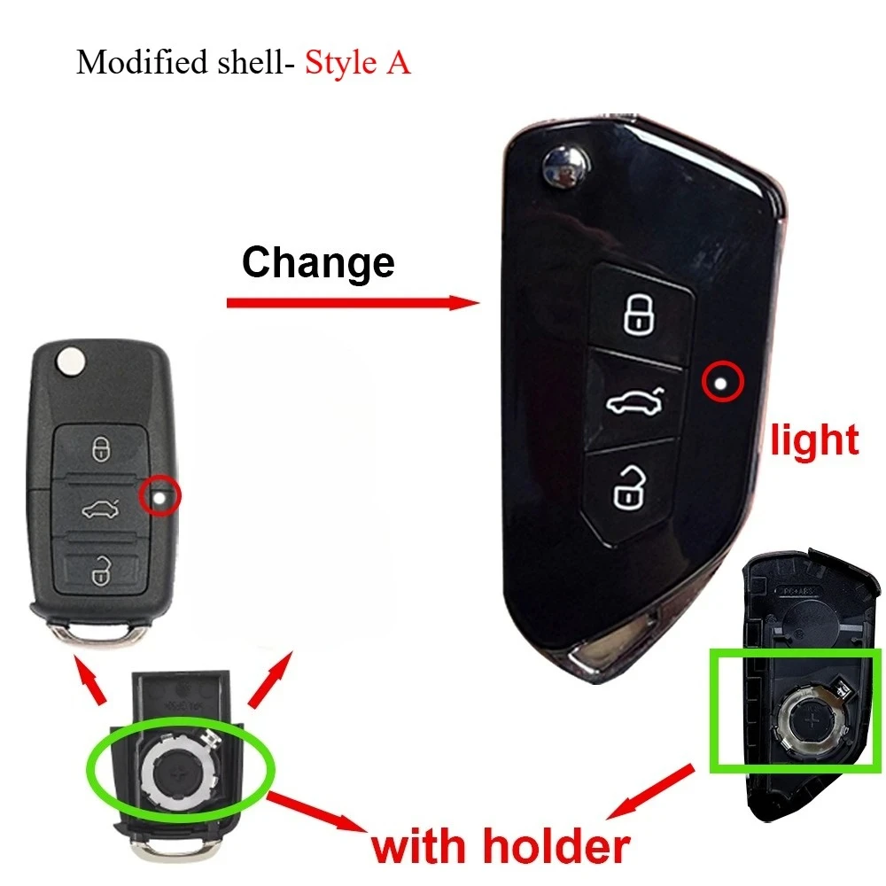 

Корпус-оболочка для ключа-брелока автомобиля для Skoda Seat B5 Mk6 Caddy Tiguan Octavia, для Volkswagen Jetta Golf Polo Passat Beetle