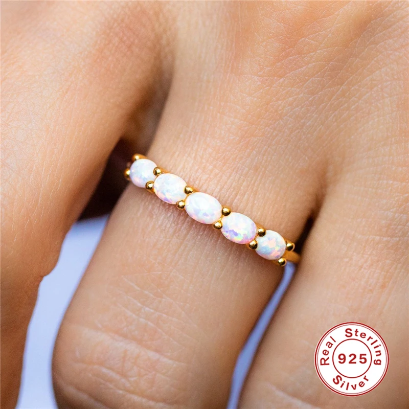 

CANNER Opal Rings for Women Real 925 Sterling Silver Wedding Ring Open Ring Fashion Jewelry Anillos Mujer Aneis Girl
