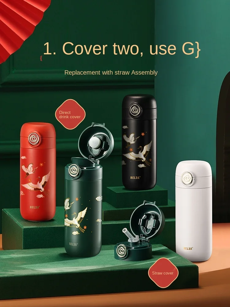 

Direct Selling Cup Portable 316 Stainless Steel Bouncing Cover With Straw Male Water Student Cute Cup Girl Ins