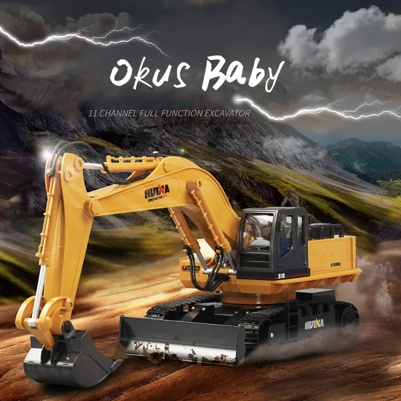 RC Alloy Excavator Car 2.4G 11CH Metal Remote Control Engineering Digger Truck Model Electronic Heavy Machinery Toy for Kids enlarge