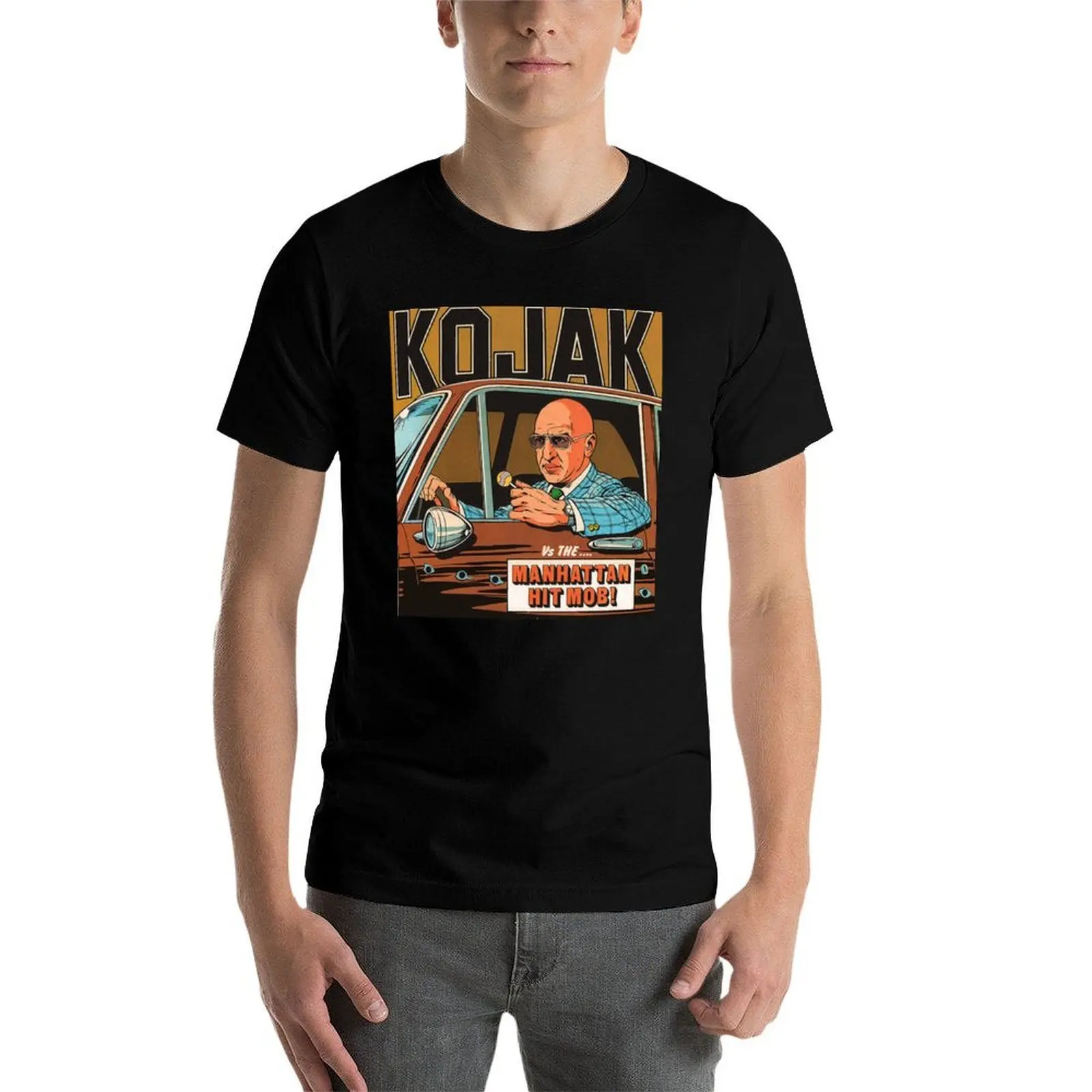 Фото Kojak-винтажная ретро-телевизионная футболка с детективом полицейского, 70-е годы, забавные футболки, мужская футболка для мужчин, футболка №5