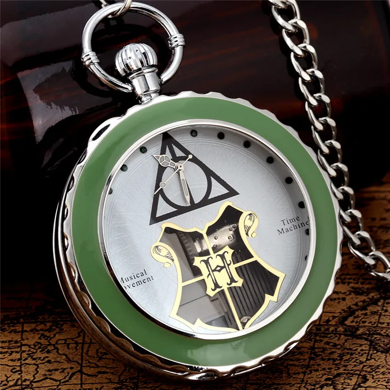 Creative Musical Pocket Watch Magic School Academy Song Men Women Manual Quartz Watches Playing Music Clock with Chain Gift