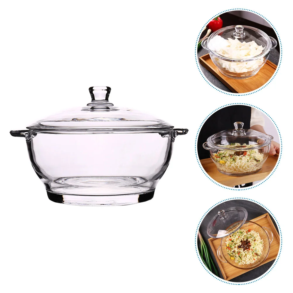 Bowl Glass Food Bowls Heat Resistant Glassware  Round Large Pasta Serving Borosilicate Lid Oven Soup Cereal Microwave Kitchen