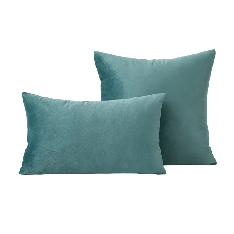 Inyahome Acqua Green Luxury Velvet Cushion Cover Pillow Cover Pillowcase Home Decorative Pillow Pillowslip Sofa Throw Pillows