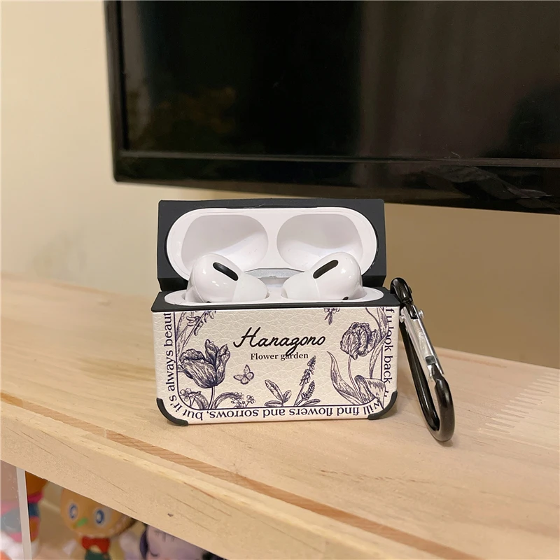 Кожаный чехол для наушников Ins AirPods Pro в стиле ретро с масляным рисунком роз 2/3