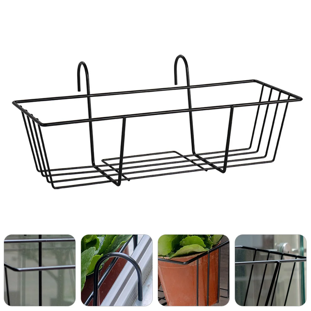 

Hanging Flower Holder Planter Pot Fence Railing Balcony Stand Planters Metal Over Deck Baskets Porch Potted Basket Rack Shelf