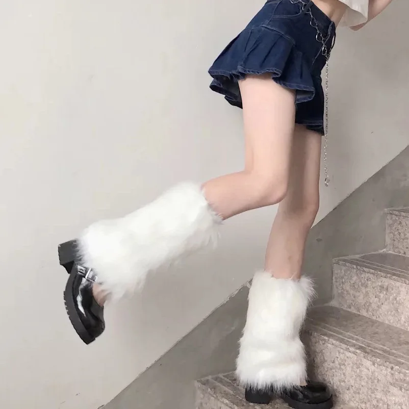 Slouch Socks Japanese Hot Girl Winter Fashion Warm Furry Leg Wool Knitted Foot Winter  Autumn Ankle Warmer  Opaski Na Uda