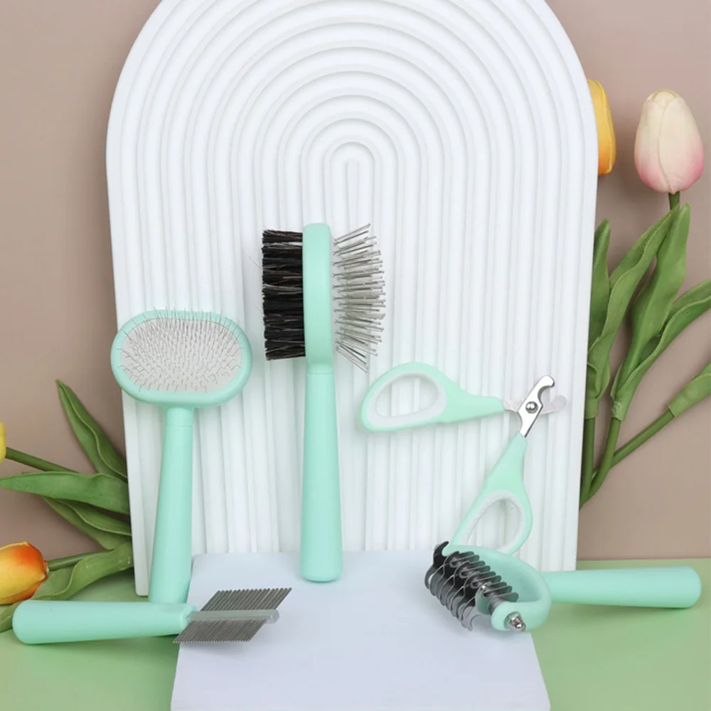 

5Pcs/Set Long Hair Cat Grooming Kit Self Cleaning Brush Cat Grooming Brush Hair Remover Scraper Dogs Care Comb pet Accessories