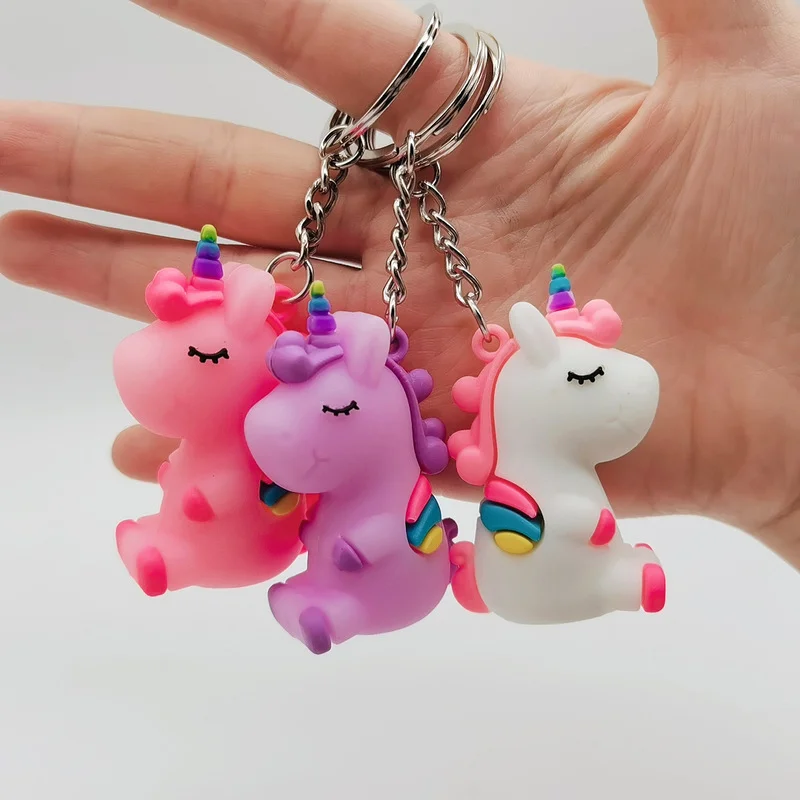 

Fashion Rainbow Unicorn Keychain Creative Couple Keyring Ornament Cute Backpack Car Pendant Beautiful Gift for Friends