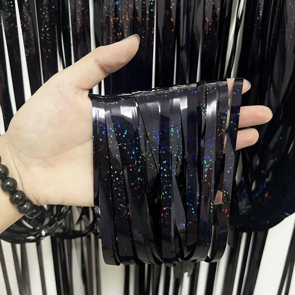 

Useful Tassel Curtain Reflective Easy to Install Party Decoration Curtain Curtain Rain Tinsel for Birthday Party