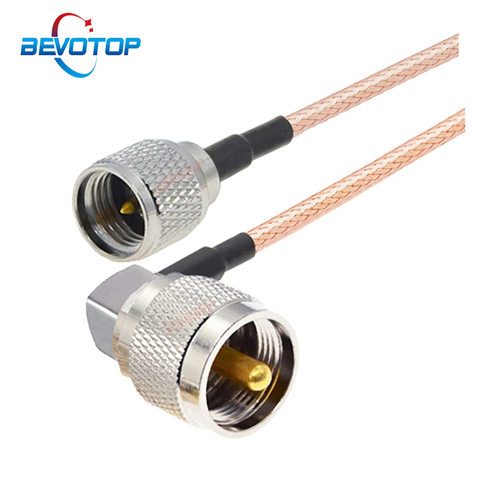 

UHF PL259 Male Right Angle 90° to Mini UHF Male Plug RG316 Cable 50 Ohm RF Coaxial Pigtail Jumper Extension Cord Adapter BEVOTOP