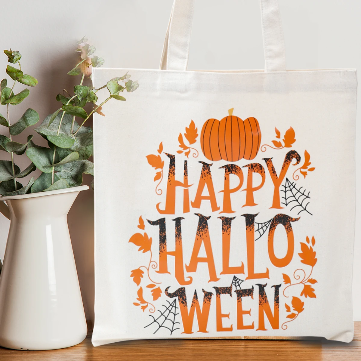 Сумка-тоут на Хэллоуин с тыквой летучая мышь