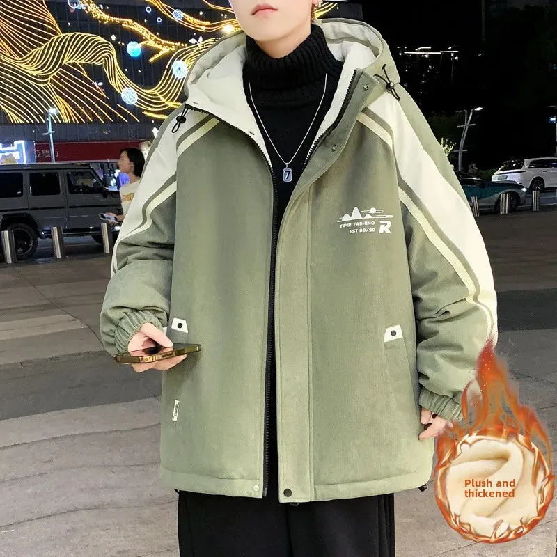 Молодежная куртка на флисовой подкладке осенне-зимний стиль пальто большого