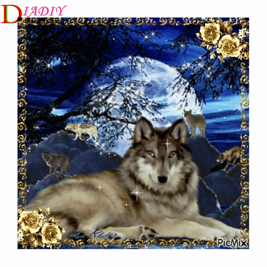

Алмазная живопись 5D «сделай сам», полная вышивка крестом, квадратная/круглая картина с головой волка