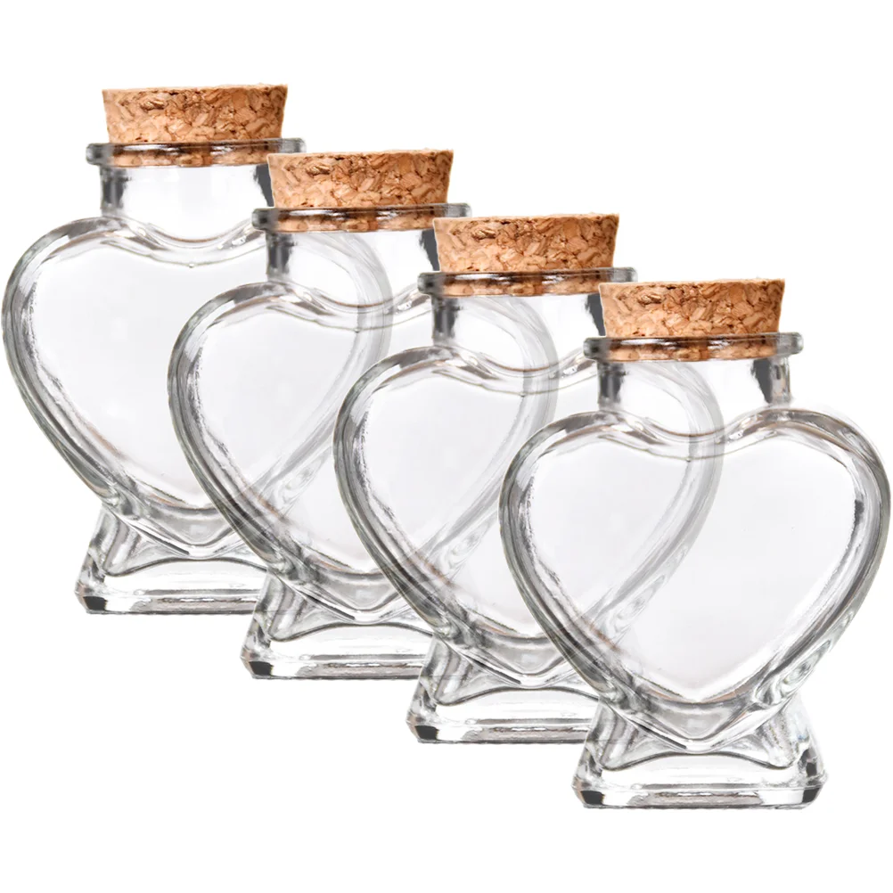 

4 Pcs Origami Glassware Clear Container Lid Mini Honey Jars Glass Candy Jars Lids Small Jar Potion Bottle Clear Glass Cork Jars