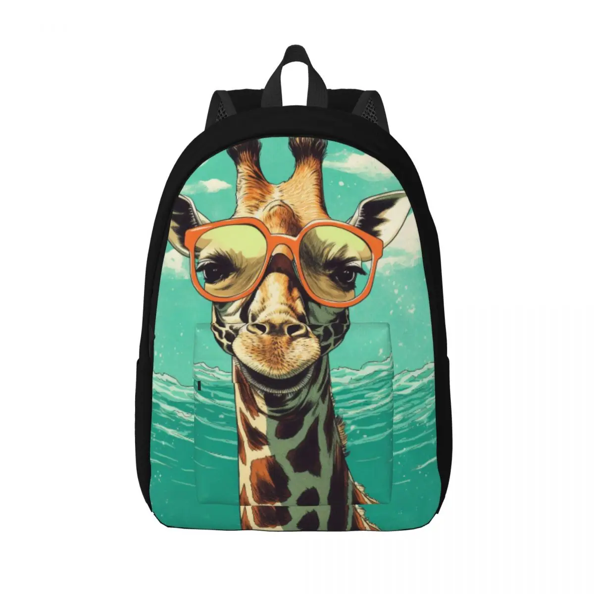 

Giraffe Canvas Backpacks Sunglasses Graphic Illustration Kawaii Bag Camping Backpack Unisex Bags