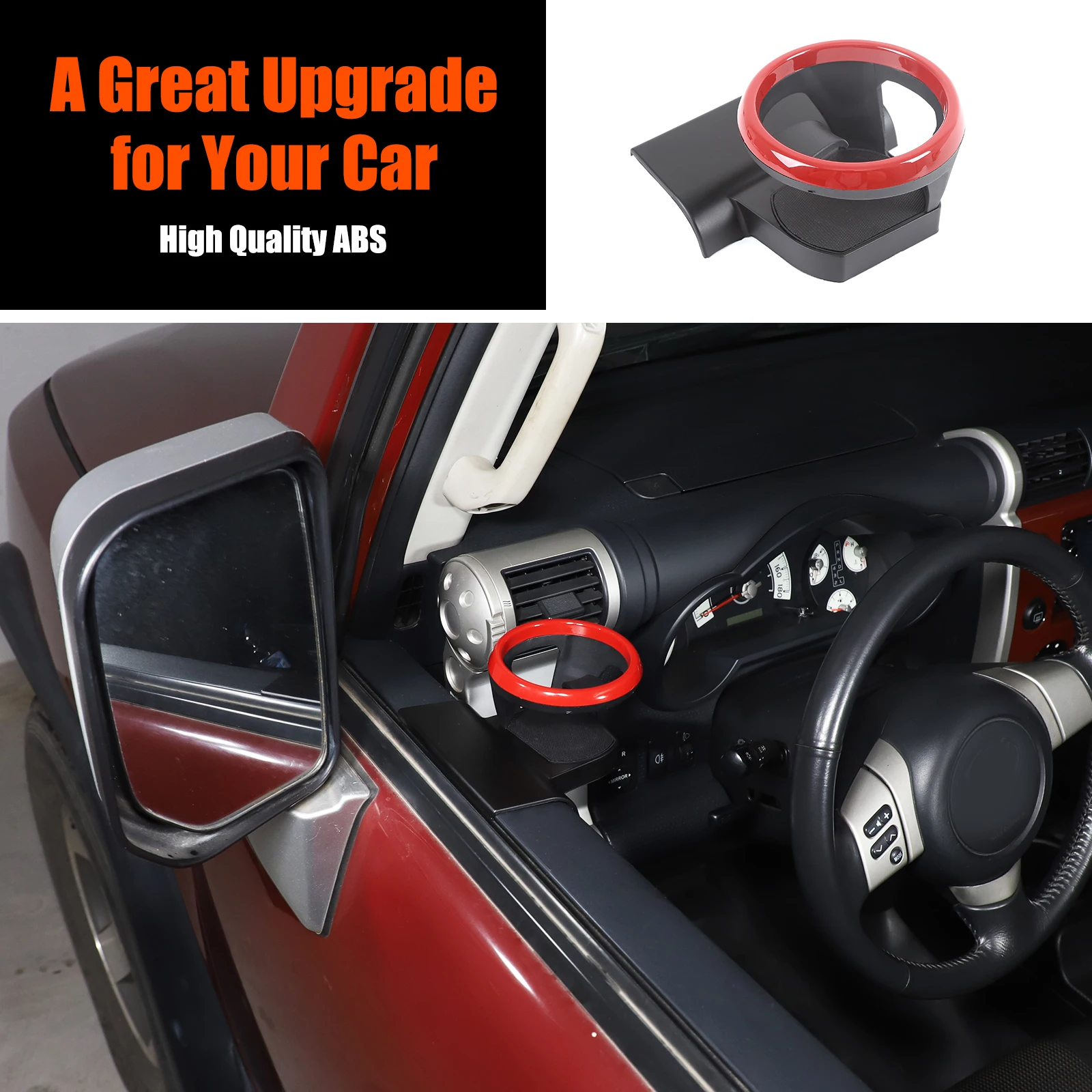 Фото Аксессуары для Toyota FJ Cruiser 2007-2021: Держатель для напитков на центральной консоли автомобиля, черный, красный, синий, из углеродистой стали, для интерьера. №5