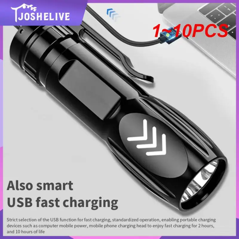 

1~10PCS Outdoor Portable Flashlight Three Modes Flashlight Built-in Battery 1200mAh Rechargeable Tactical Strong Light