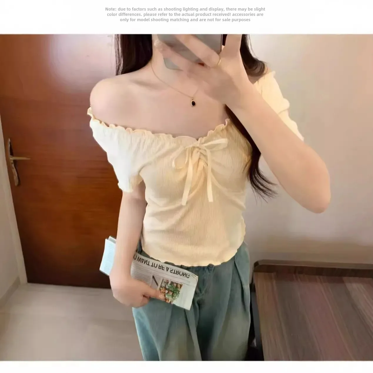 Новая летняя женская укороченная футболка с v-образным вырезом и шнурком