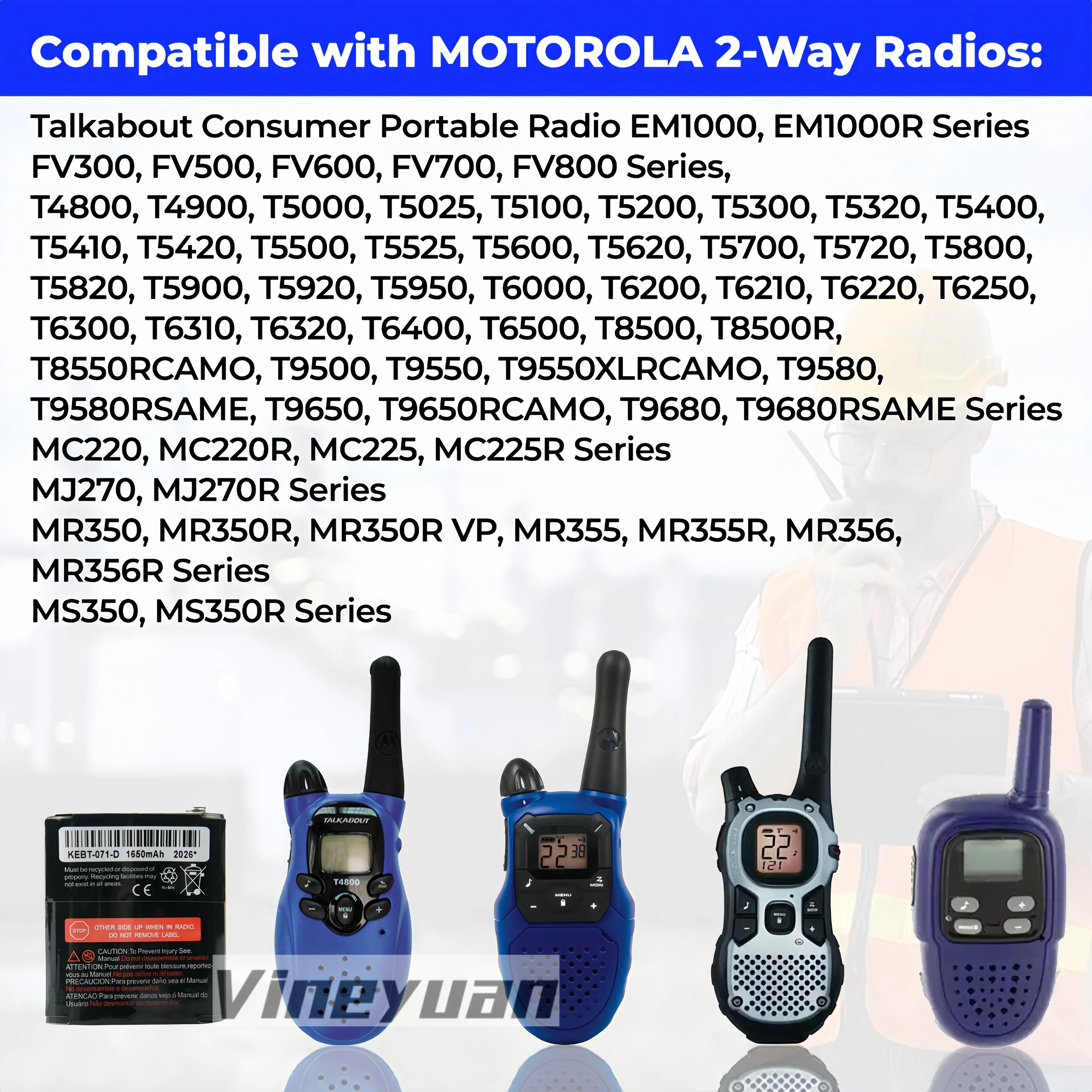 Фото 10 шт. аккумуляторов NI-MH емкостью 1650 мАч для MOTOROLA KEBT-071A KEBT-071-B KEBT-071-C KEBT-071-D T4800 T5600 T6000 T9580 FV300 MC225R FV800 №4