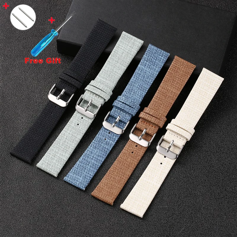 Нейлоновый мягкий тонкий кожаный ремешок для часов яркий джинсовый Macarone