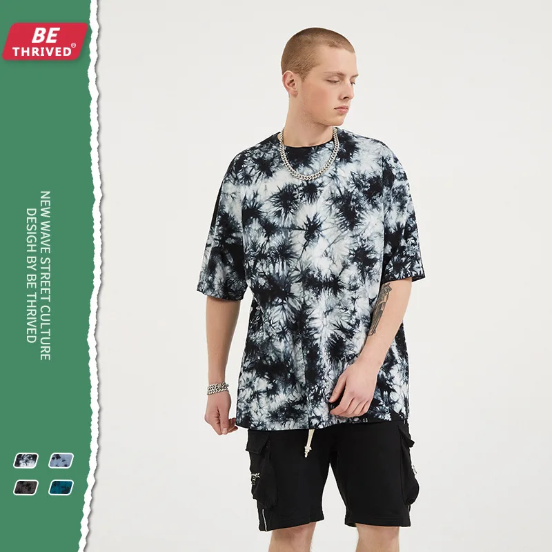 

2023 Summer New Inspiration Irregular Tie-dye Men's Short-sleeved Lazy Trendy Brand T-shirt Men Graphic T Shirts Men Clothing