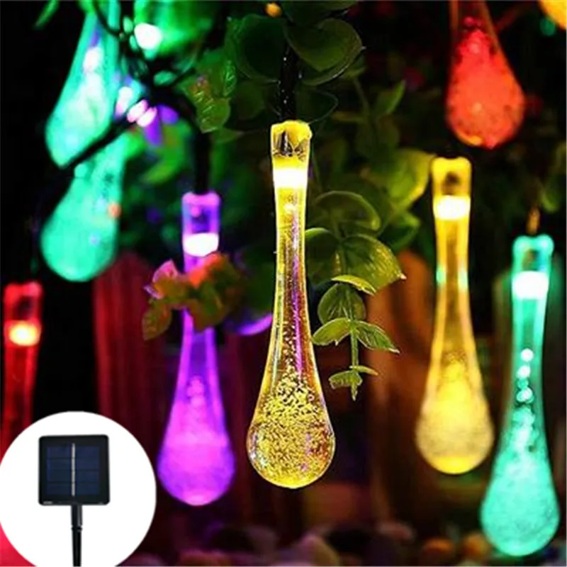 

Water drop LED Solar Lights Outdoor Lamp String Lights For Holiday Christmas Party Waterproof Fairy Light Garden Garland Decor
