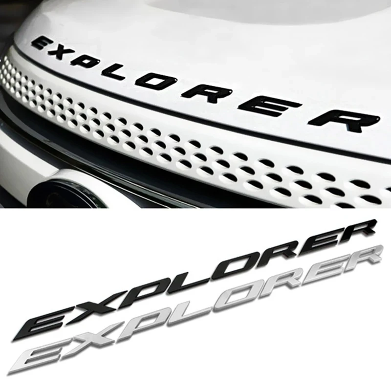 

3d ABS Black Logo Explorer Emblem Leters Car Front Hood Emblem Bonnet Bagde For Ford Explorer 4 5 6 Explorer Sticker Accessories
