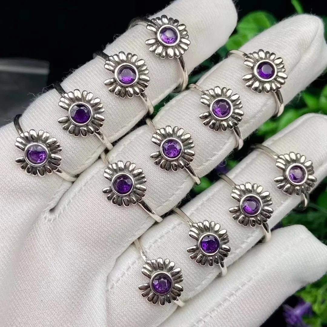 

10 шт., Женское кольцо с натуральным аметистом