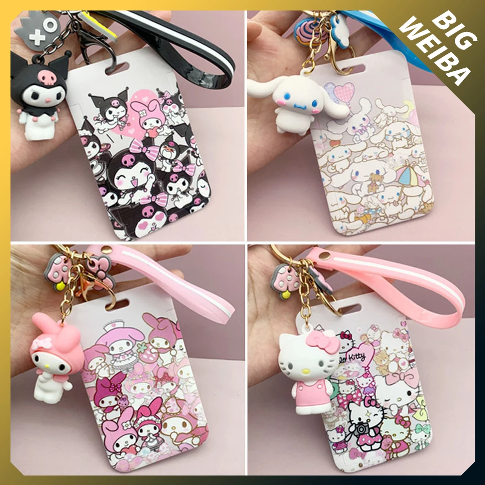 

Kawaii Sanrioed Bus держатель для карт CinnamorollDog Mymelody Kuromi Hellokittys школьная деталь Lanyard Card Protector