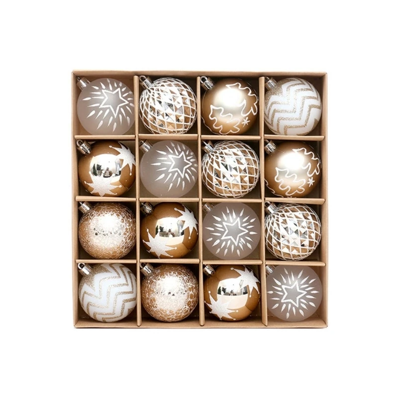 

Traditional Champagne Gold White Christmas Bauble Balls Hangings Ornaments