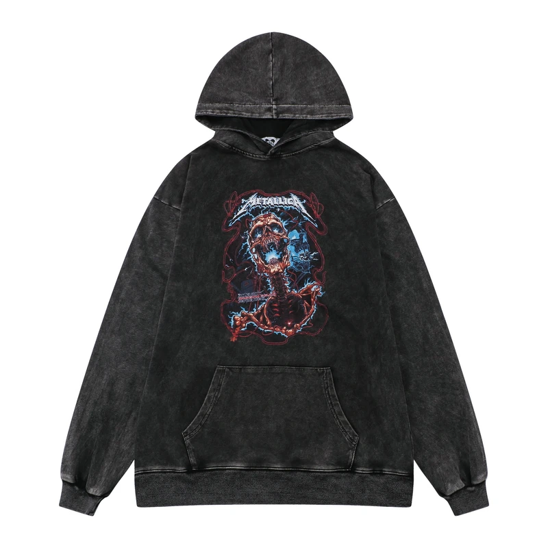 

2022 Autumn Cotton Washed Hoodie Skull Letter Print Men Hip Hop Hoodie Sweatshirt Harajuku Streetwear Oversized Hoodie Pullover