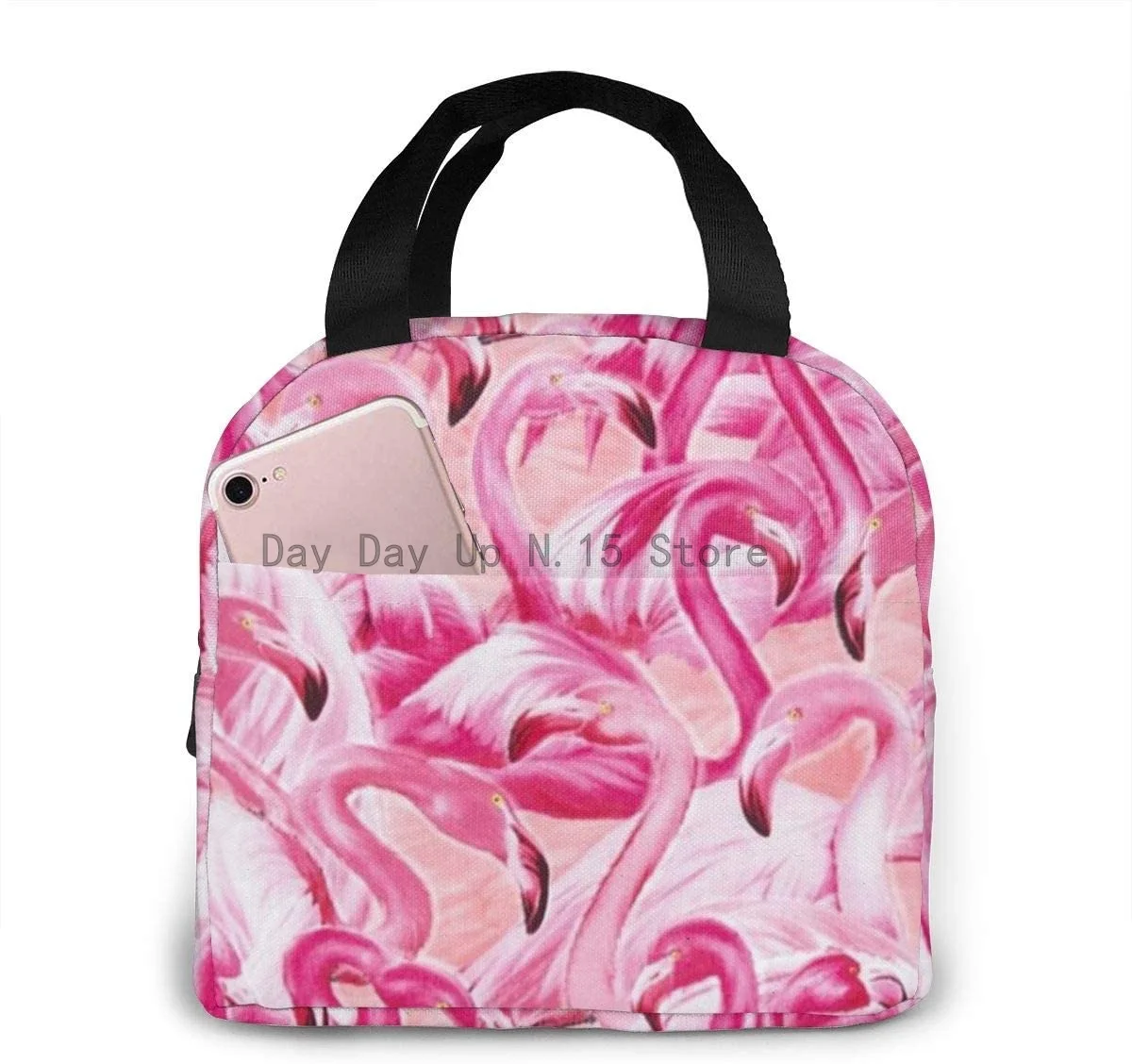 

Pink Famingos Lunch Cooler Tote Bag L Travel Lunch Box