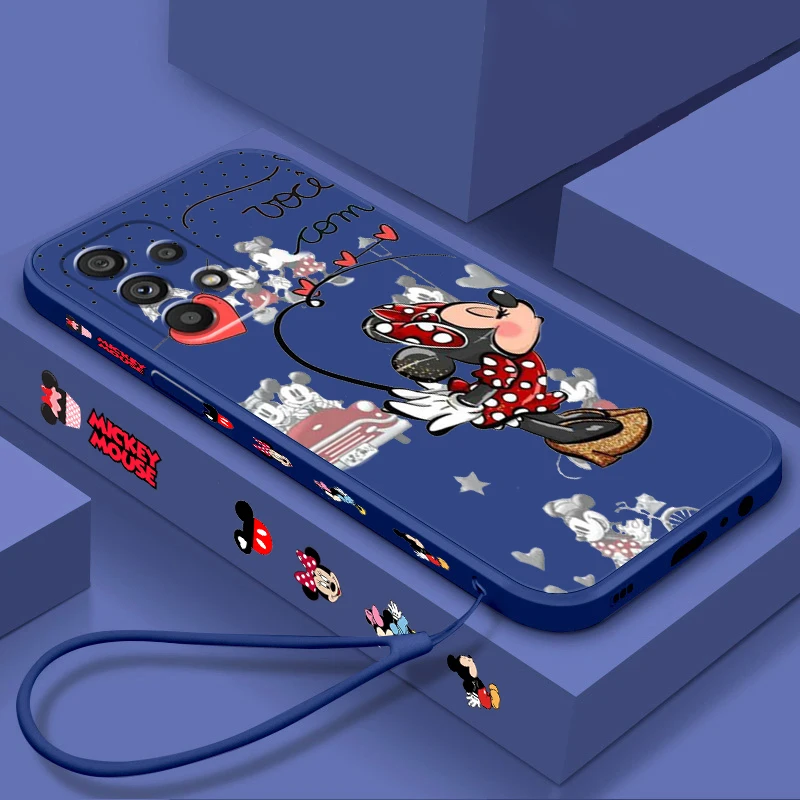

Couple Cute Art Mickey Minnie Liquid Left Rope For Samsung Note 20 10 A54 A31 A14 A03 A22 A34 A04 A24 Ultra Plus 5G Phone Case