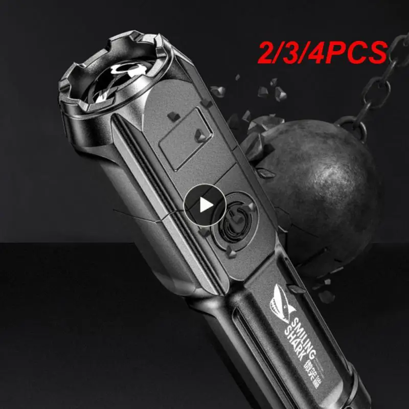 

2/3/4PCS Compact Torch Multi-stage Heat Dissipation Electric Torch Multi-focus High Capacity Lithium Battery Flashlight Portable