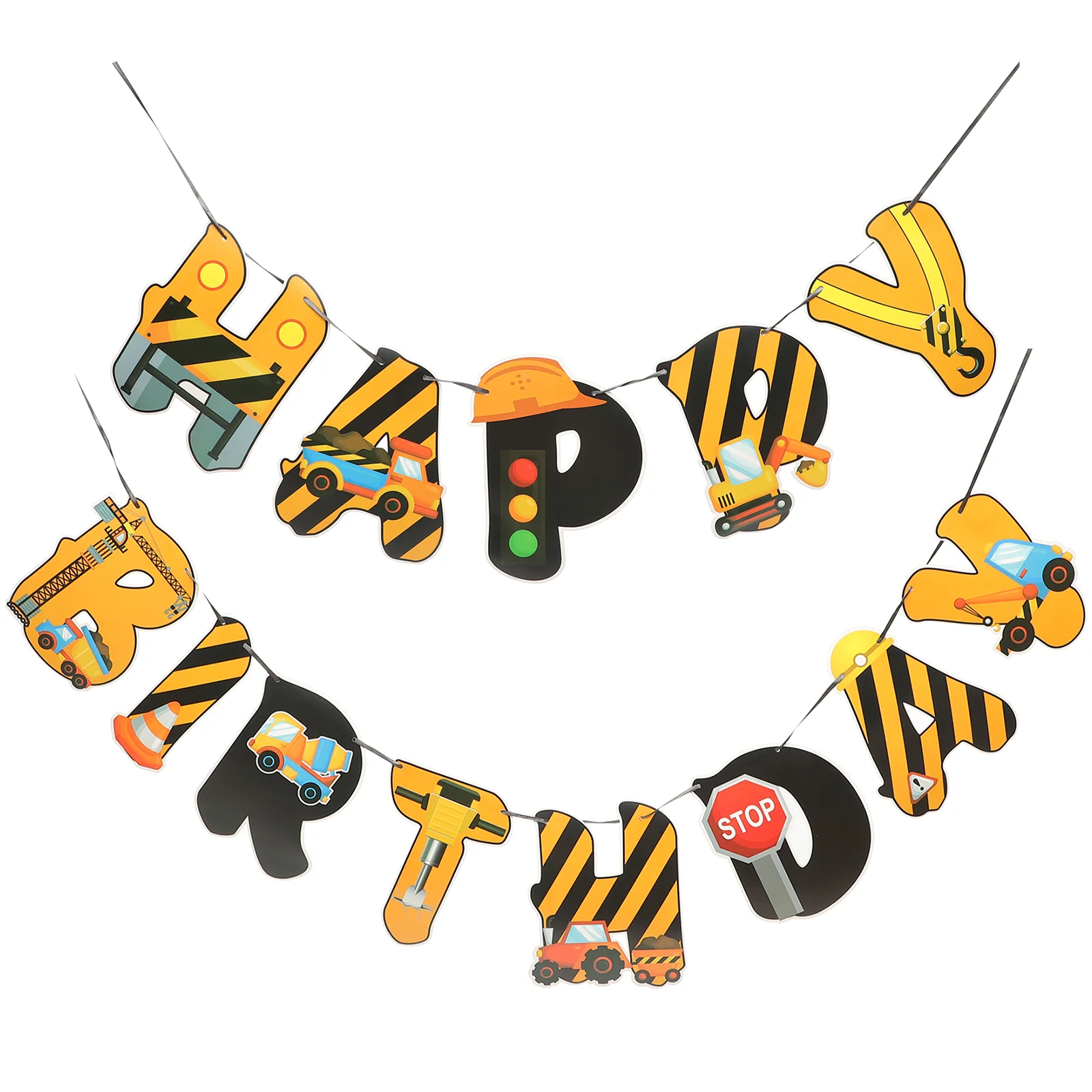 

Engineering Vehicle Hanging Flag Happy Birthday Banners Birthday Banner Funny 2 Year Old Boy Supplies