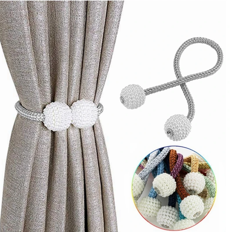 

2 Pcs Magnets Curtains Clamps Curtain Holder Pompom Tieback Magnetic Clips Hanging Balls Tie Back Home Decoration Accessories