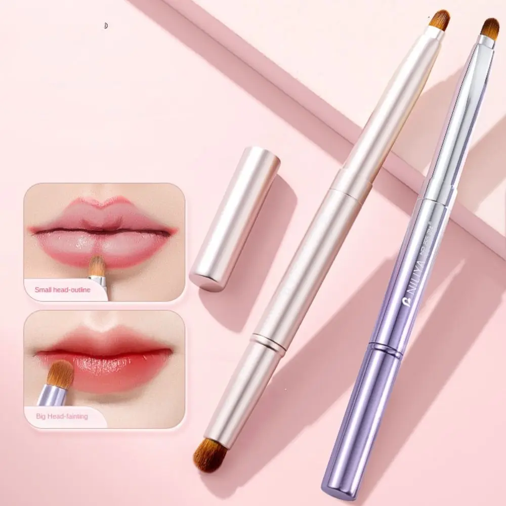 

Soft Makeup Brushes Eyeliner Eye Shadow Brush Lips Brush With Protect Cap Double-headed Telescopic Retractable Lip Makeup Tools
