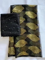 shiny high fashion 100silk metallic fabric charming gold for lady summer dress saree lace for party 52 yards