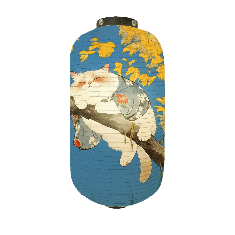 Японский фонарь в стиле Ukiyo-e самурайский кот художественный узор бумажный Izakaya